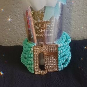 Hand Beaded Turquoise Rondelle Bracelet